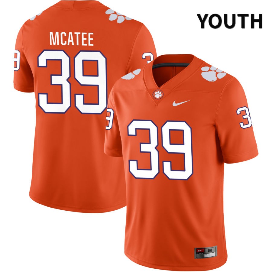 Youth Clemson Tigers Bubba McAtee #39 College Orange NIL 2022 NCAA Authentic Jersey Holiday ZWS20N2D